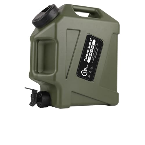 COOZMENT 3.2 Gallon (12L) Portable Water Containers with Spigot, BPA Free Water Jug, Military Green Water Tank, Multifunction Water Storage Containers for Camping Outdoor Hiking,Emergency Storage