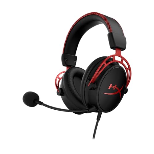 HyperX Cloud Alpha - Gaming Headset, Dual Chamber Drivers, Legendary Comfort, Aluminum Frame, Detachable Microphone, Works on PC, PS4, PS5, Xbox One, Xbox Series X|S, Nintendo Switch and Mobile – Red