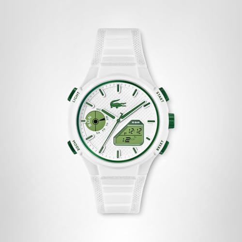 Lacoste LC33 Men’s Analog-Digital Watch – 45mm Sporty Fashion Timepiece with Silicone Strap, 10ATM Water Resistance – Gift for Him
