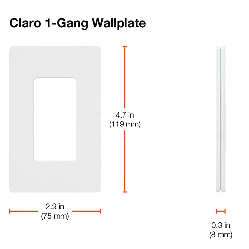 Lutron Claro 1 Gang Decorator/Rocker Wallplate, Gloss, White (6-Pack) | CW-1-WH-6