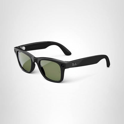 Ray-Ban Meta glasses, Wayfarer, Shiny Black / G15 Green, Regular (Renewed)