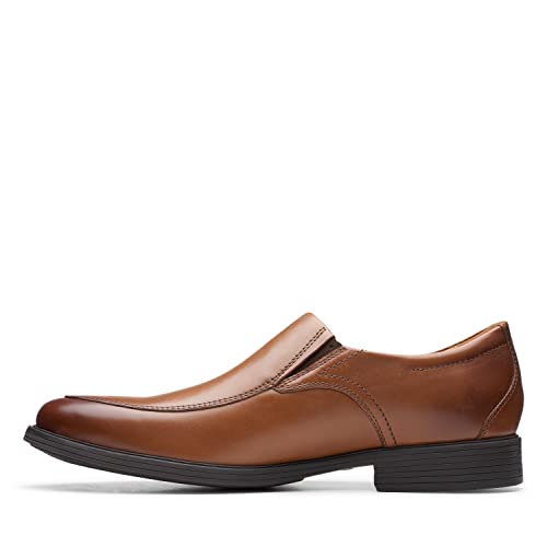 Clarks Men's Whiddon Plain Loafer, Dark Tan Leather, 9