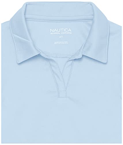 Nautica Girls Size' School Uniform Short Sleeve Polo Shirt, Button Closure, Moisture Wicking Performance Material, Fade Resistant, Light Blue, 8-10 Plus