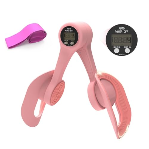 Thigh Trainer, 360 Adjustable Pelvic Floor Muscle Trainer with LED Display, Inner Thigh Exerciser with 20LB Resistance Band for Women, Home Fitness Equipment for Hip, Leg, Arm