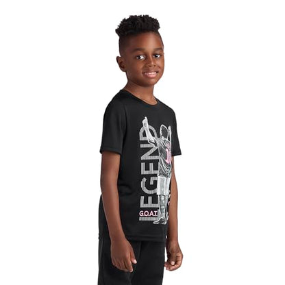 Messi Boys' Lifestyle Short Sleeve Top, Standard Shirt with Logo, Comfortable Fit, Stretch Limo, M (10/12)