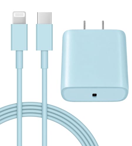 iPhone 14 13 12 Fast Charger 20W PD USB C Wall Charger with 6FT Fast Charging Cable for iPhone 14/14 Pro/14 Pro Max/14 Plus/13/12/11/Pro/Pro Max/Mini/Xs Max/X, iPad - Blue