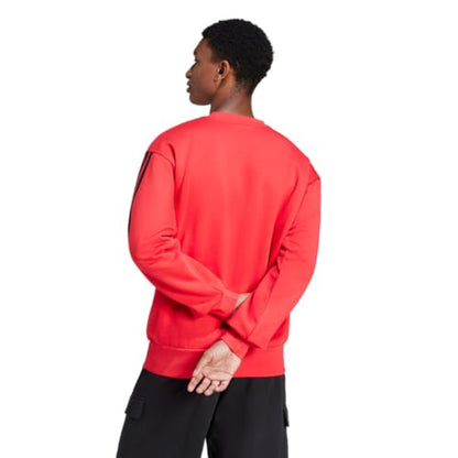 adidas Men's Essentials Fleece 3-Stripes Sweatshirt, Pure Ruby/Black