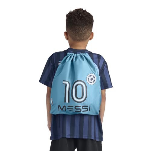 Messi Boys' Lifestyle Drawstring Bag Girls, Side Pocket & Comfortable Straps, Argentina Blue, One Size