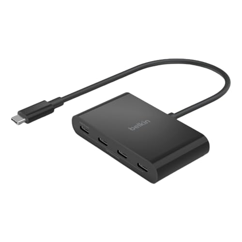 Belkin Connect USB-C™ to 4-Port USB-C Hub, Multiport Adapter Dongle with 4 USB-C 3.2 Gen2 Ports & 100W PD with Max 10Gbps High Speed Data Transfer for MacBook, iPad, Chromebook, PC, and More, Black