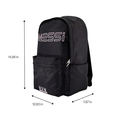 Messi Boys' Lifestyle Backpack Girls, Bookbag with Pockets & Adjustable Straps, Black/Pink, One Size