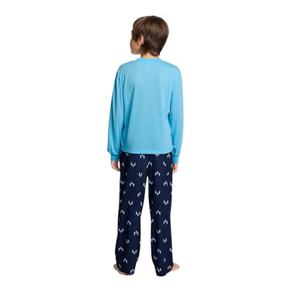 Messi Boys' Lifestyle Long Sleeve 2-Piece, Set with Comfortable Top & Sweatpants, Blue