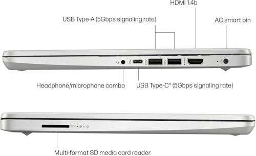HP Student Business Laptop Computer - w/Microsoft Office Lifetime & Free CD/DVD Drive • 16GB RAM • 128GB eMMC & 256GB Extend Micro SD • Intel 4-Core Processor • HD Display • Win11 Pro(Silver)