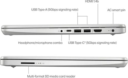 HP Student Business Laptop Computer - w/Microsoft Office Lifetime & Free CD/DVD Drive • 16GB RAM • 128GB eMMC & 256GB Extend Micro SD • Intel 4-Core Processor • HD Display • Win11 Pro(Silver)