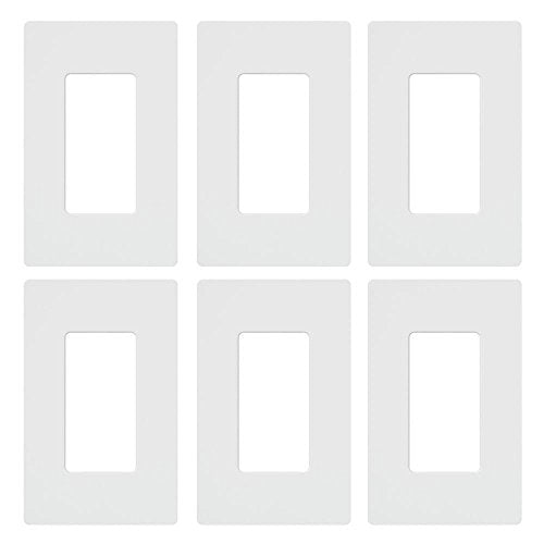 Lutron Claro 1 Gang Decorator/Rocker Wallplate, Gloss, White (6-Pack) | CW-1-WH-6