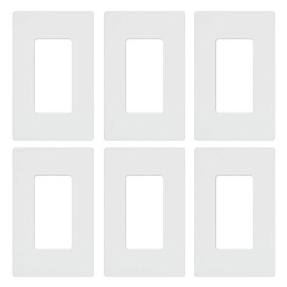 Lutron Claro 1 Gang Decorator/Rocker Wallplate, Gloss, White (6-Pack) | CW-1-WH-6