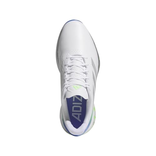 adidas Men's Adizero ZG Spikeless Golf Shoes, Footwear White/Silver Metallic/Lime Burst, 9.5