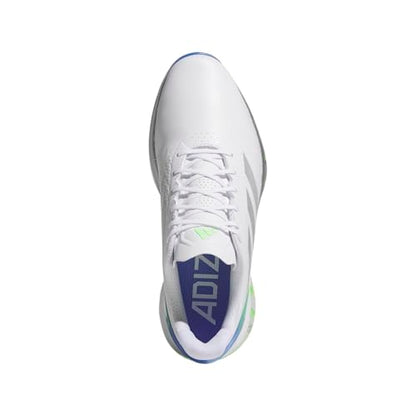 adidas Men's Adizero ZG Spikeless Golf Shoes, Footwear White/Silver Metallic/Lime Burst, 9.5