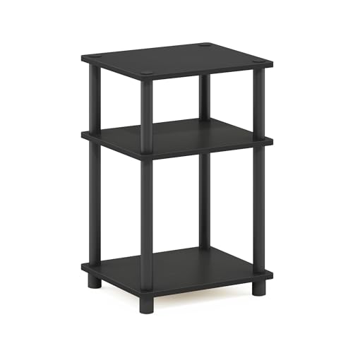 Furinno Just 3-Tier Turn-N-Tube End Table / Side Table / Night Stand / Bedside Table with Plastic Poles, 1-Pack, Americano/Black