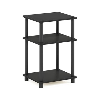 Furinno Just 3-Tier Turn-N-Tube End Table / Side Table / Night Stand / Bedside Table with Plastic Poles, 1-Pack, Americano/Black