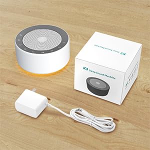 Kipcush White Noise Sound Machine with Nursery Lamp, Mood Lighting, 7 Colour Night Light, 30 Soothing Sounds for Baby/Adult. Timer, Plug in, Memory Function, Touch Control