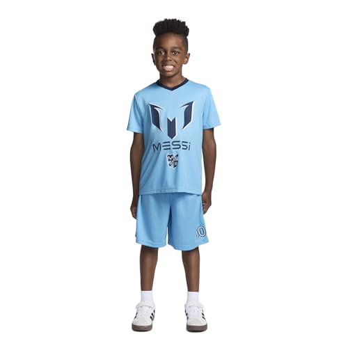 Messi Boys Lifestyle Short Sleeve 2-Piece Set, Jersey Set with Comfortable Top & Shorts