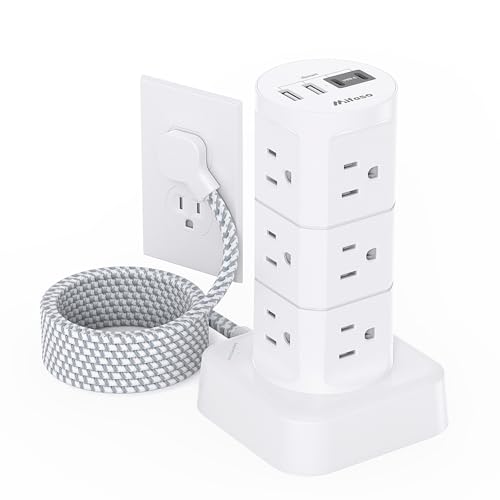 Power Strips with Surge Protection, Flat Plug Power Strip Tower