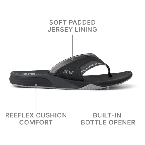 Reef Men's Cushion Fanning Flip-Flop, Black, 10