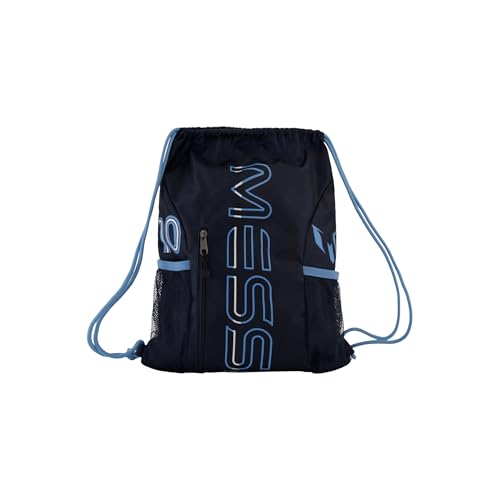 Messi Boys' Lifestyle Drawstring Bag Girls, Front Water Bottle Pocket, Dark Blue, One Size