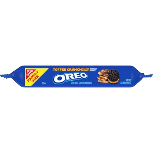 OREO Toffee Crunch Creme with Sugar Crystals Chocolate Sandwich Cookies, Family Size, 17 oz