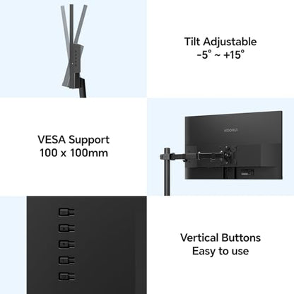 KOORUI 22 Inch Computer Monitor Full HD 1080P 100Hz PC Gaming Screen VA Panel Ultra-Slim Display 3000:1 Contrast Ratio with Adpitive Sync (HDMI/VGA/VESA Compatible 100x100mm/Audio Out), Tilt, Black