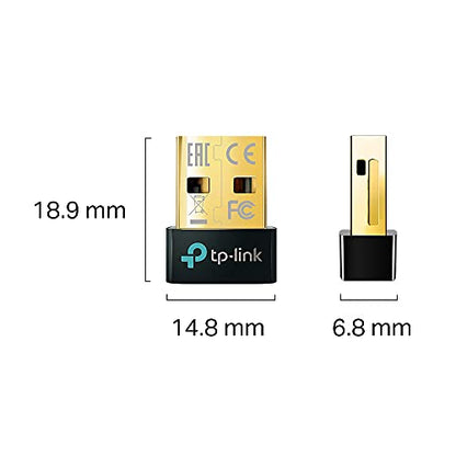 TP-Link USB Bluetooth Adapter for PC, Bluetooth 5.0/5.3 Dongle Receiver, Plug and Play, Nano Design, EDR & BLE, Supports Windows 11/10/8.1/7 for Desktop, Laptop, PS5/PS4/Xbox Controller (UB500)