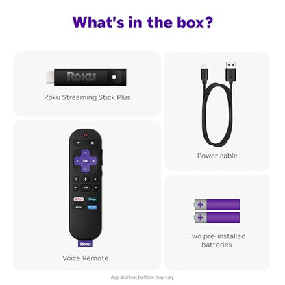Roku Streaming Stick Plus 2025 - 4K & HDR Roku Streaming Device for TV with Voice Remote - Free & Live TV