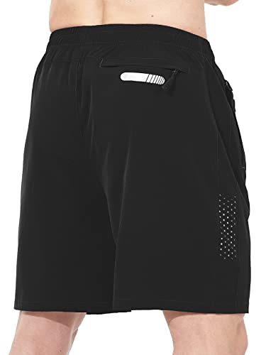 NORTHYARD Men's Athletic Running Shorts Quick Dry Workout Shorts 7"/ 5"/ 9" Lightweight Sports Gym Basketball Shorts Hiking Exercise Black L