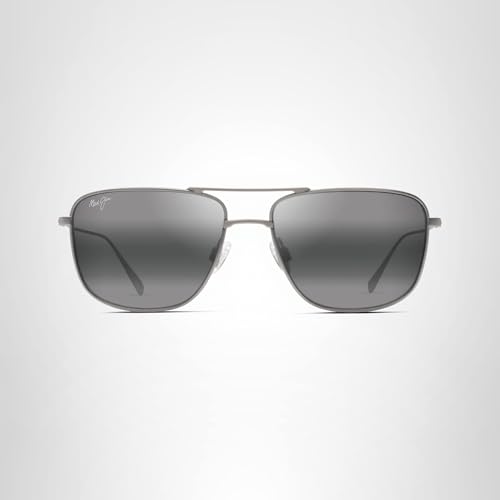 Maui Jim Men's Mikioi Polarized Aviator Sunglasses, Matte Titanium/Neutral Grey, Medium