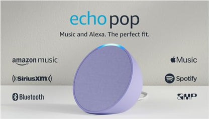 Amazon Echo Pop | Full sound compact smart speaker with Alexa | Lavender Bloom