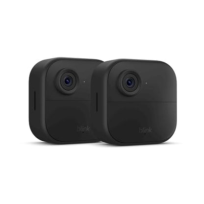 Like-New Blink Outdoor 4 (4th Gen) – Wire-free smart security camera, two-year battery life, two-way audio, HD live view, enhanced motion detection, Works with Alexa – 2 camera system