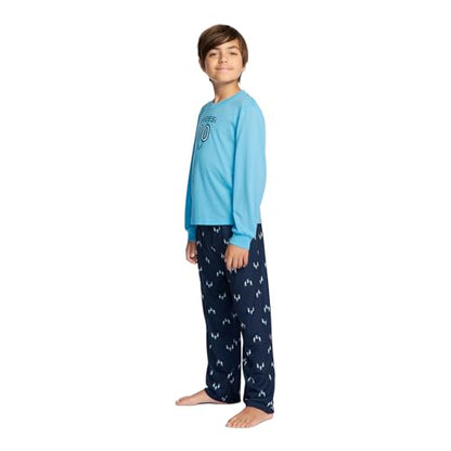 Messi Boys' Lifestyle Long Sleeve 2-Piece, Set with Comfortable Top & Sweatpants, Blue