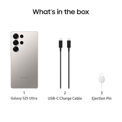 SAMSUNG Galaxy S25 Ultra Cell Phone, 512GB AI Smartphone, Unlocked Android, AI Camera, Fast Processor, Long Battery Life, 2025, US 1 Yr Manufacturer Warranty, Titanium Gray