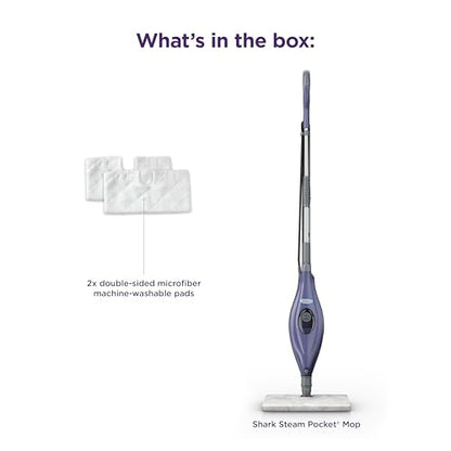 Shark Steam Pocket Mop with 2 Washable Double-sided Pads, Purple, S3501