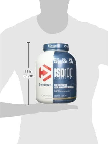 Dymatize ISO100 Hydrolyzed Protein Powder, 100% Whey Isolate Protein, 25g of Protein, 5.5g BCAAs, Gluten Free, Fast Absorbing, Easy Digesting, Cookies and Cream, 5 Pound