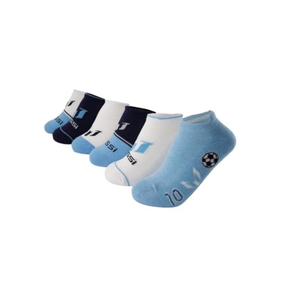 Messi Girls Lifestyle No-Show Socks, 6-Pack Kids Socks, Soft & Stretchy, Comfortable, Blue