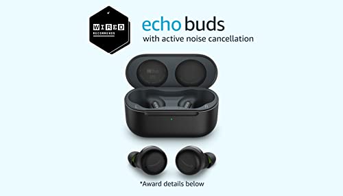 Amazon Echo Buds with Active Noise Cancellation (2021 release, 2nd gen) | Wired charging case | Black