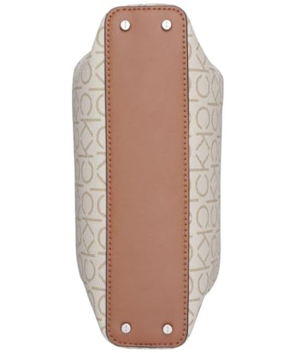 Calvin Klein Cypress 2 in 1 Top Zip Crossbody, Vanilla/Khaki/Caramel, One Size