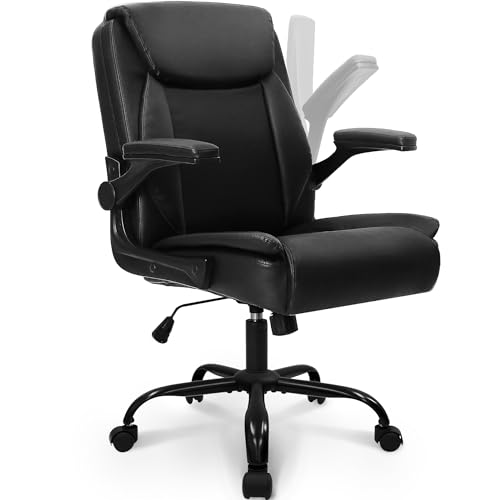 NEO CHAIR PU Leather Office Desk Chair with Adjustable Arms, All Black