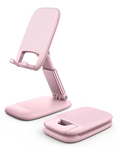 Lamicall Pink Phone Holder, Desk Accessories - Rose Gold Pink Office Cell Phone Holder, Desktop, Office Desks Accessories, Desk Decor Gifts for Women, for Mothers Day, 4-8'' Telephone Stand