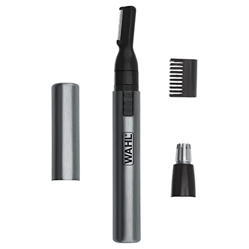 Wahl Micro Groomsman Battery Personal Trimmer for Hygienic Grooming with Rinseable, Interchangeable Heads for Eyebrows, Neckline, Nose, Ears, & Other Detailing