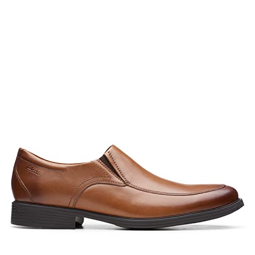 Clarks Men's Whiddon Plain Loafer, Dark Tan Leather, 9