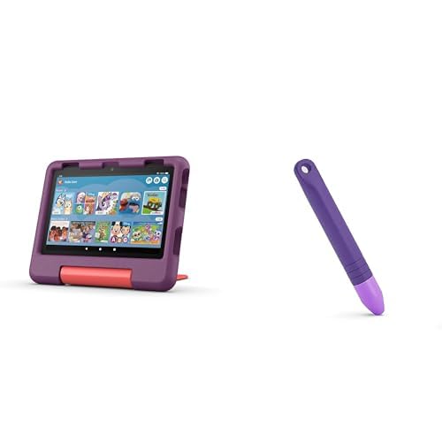 Amazon Fire HD 8 Kids tablet, (32GB, Grape, 2024 release) with Stylus Bundle