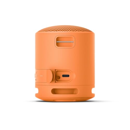 Sony SRS-XB100 Wireless Bluetooth Portable Lightweight Super-Compact Travel Speaker, Durable IP67 Waterproof & Dustproof Shower Speaker, 16 Hour Battery, Versatile Strap, & Hands-free Calling, Orange