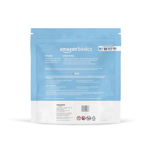 Amazon Basics Laundry Detergent Pacs, Free & Clear, Hypoallergenic, Fragrance Free, HE Compatible, Easy to Use, 120 Count (New Packaging)
